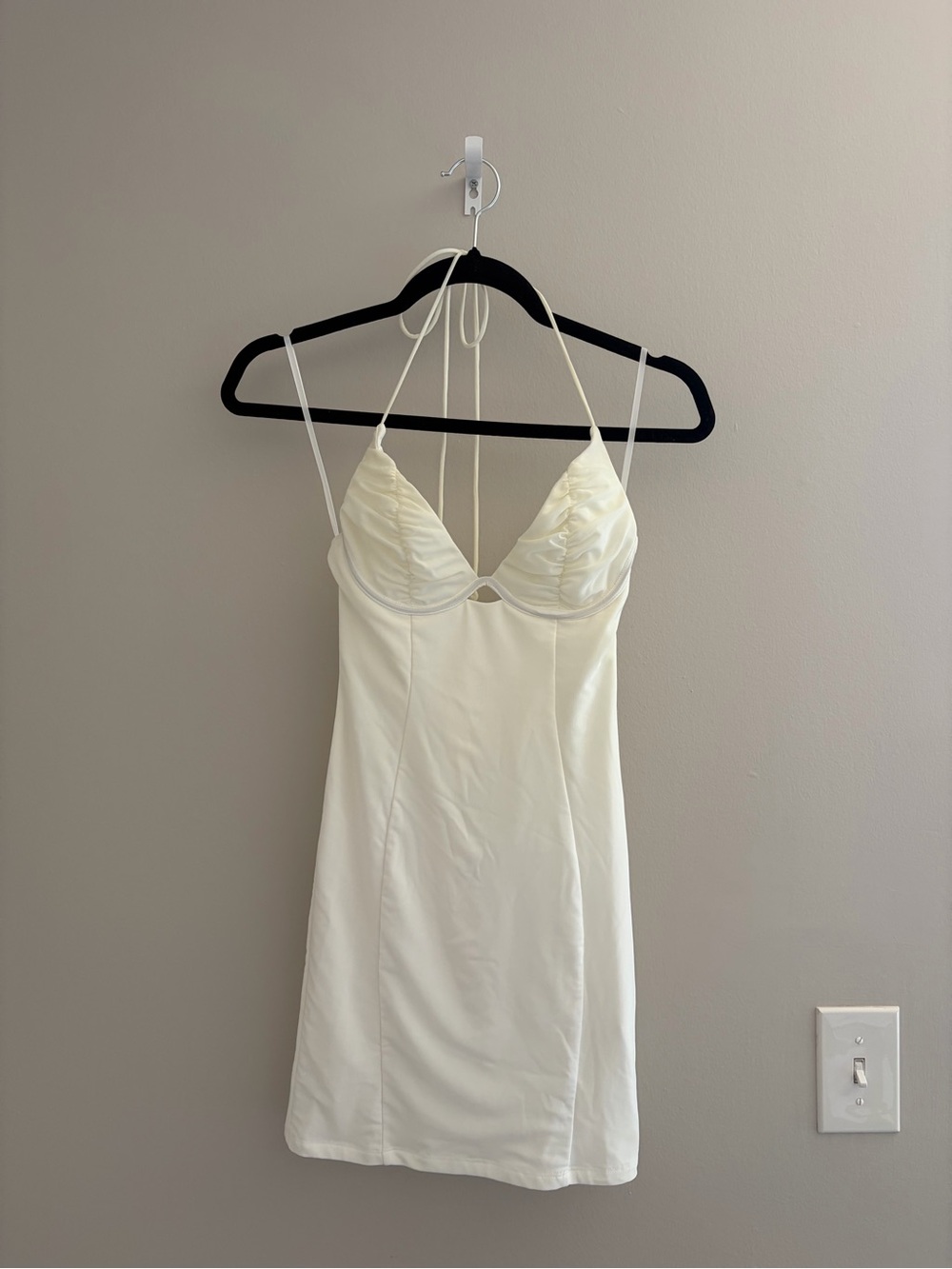 White/Cream Mini Dress with Ruched Cups